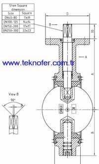 wafer kelebek vana 201-301 BVN teknik çizimi