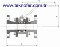 Flansli Dogalgaz Kuresel Vanasi teknik cizimi