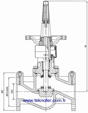 statik balans vanası DRV-0201 serisi teknik çizimi